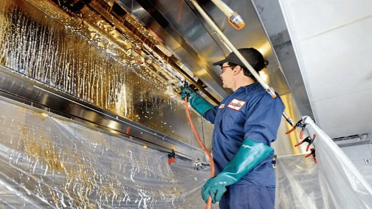 Commercial restaurant kitchen hood cleaning for fire safety
