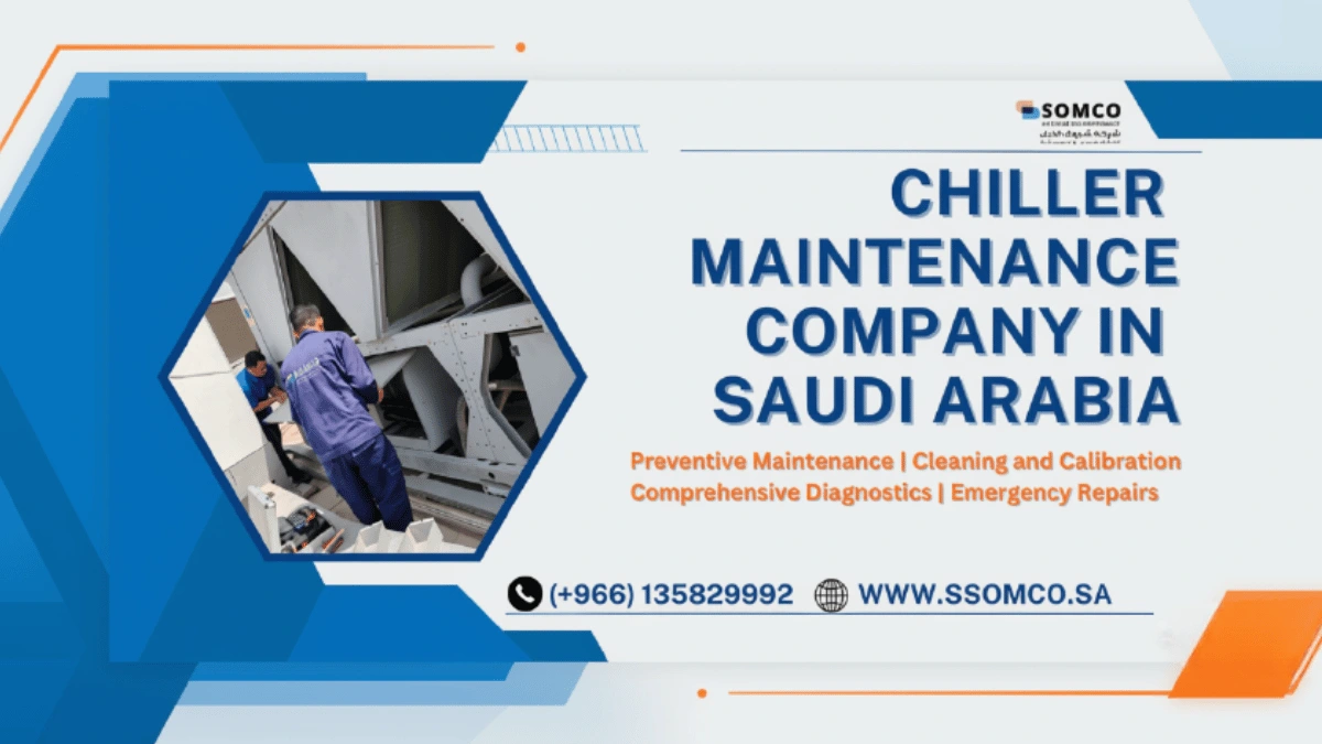 Technicians inspecting commercial chiller equipment in Riyadh