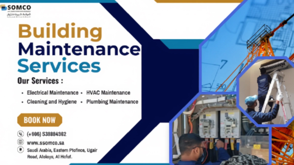 Building maintenance team servicing commercial property in Saudi Arabia