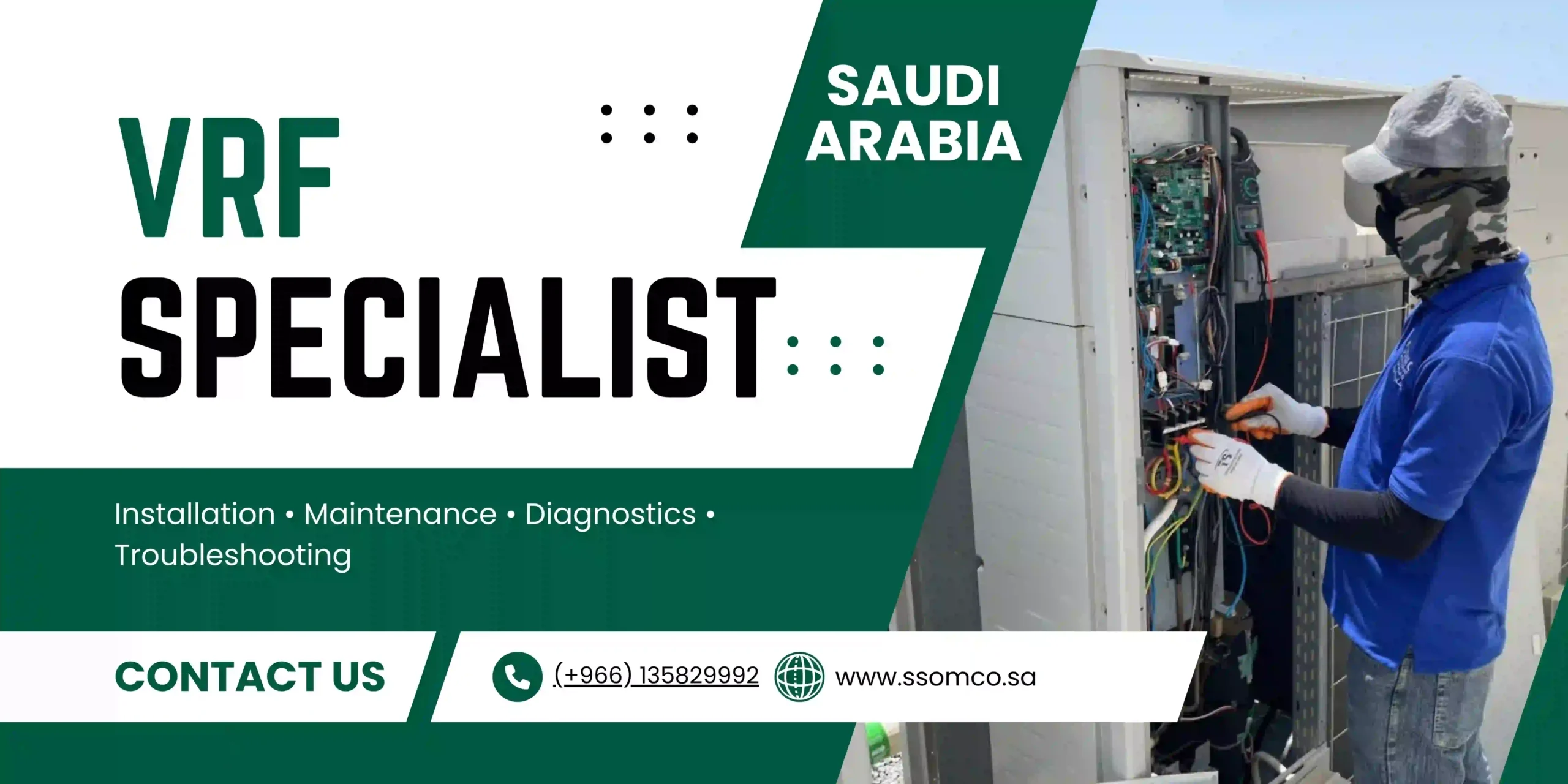 VRF specialist inspecting HVAC system in Saudi Arabia